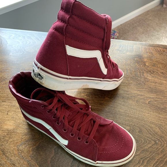 burgundy high top vans